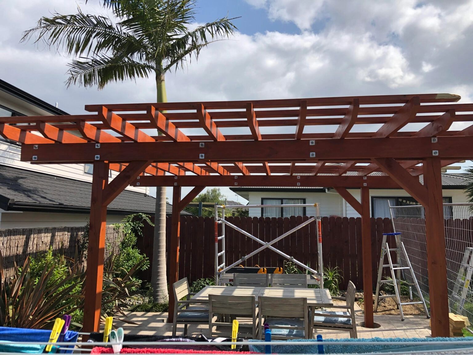 Pergola build in progress, East Auckland